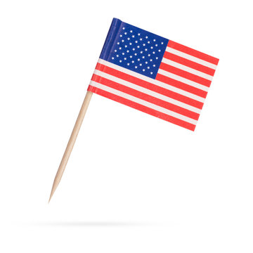 Miniature Flag USA. Isolated on white background