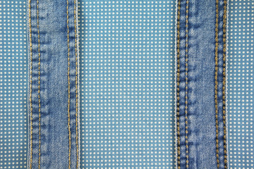 Jeans with stitch on blue dot cloth