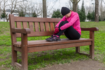 Young athlete woman tired or depressed