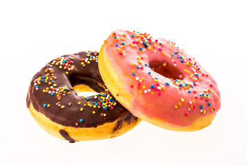 closeup donut on white background