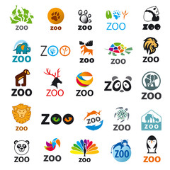 big set of vector logos zoo - obrazy, fototapety, plakaty
