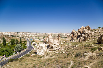 Fototapeta na wymiar Mountain landscape in the National Park of Goreme with caves