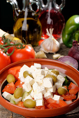 Traditional Greek salad with feta cheese