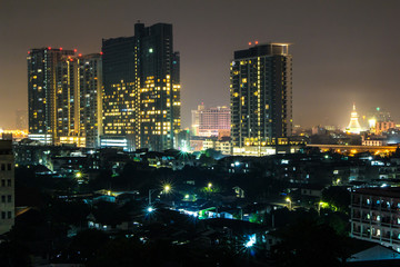 Fototapeta na wymiar Bangkok City Night Light Capital City Thailand