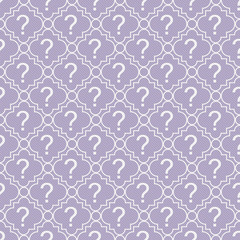 Purple and White Question Mark Symbol Pattern Repeat Background