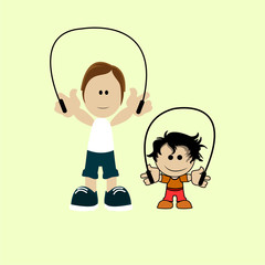 Dad jumping rope with your child