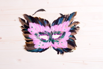 beautiful mask of feathers light board