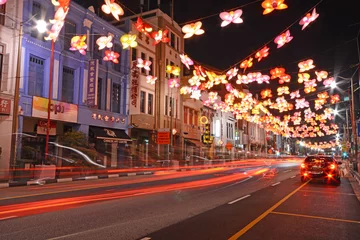 Fotobehang street of nightlife at china town, singapore © Sunanta