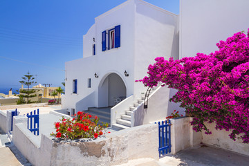 White architecture of Fira town on Santorini island, Greece