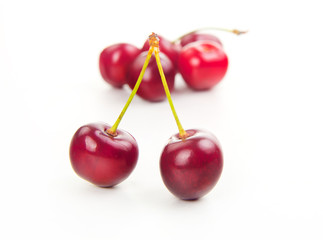 fresh isolated red cherries