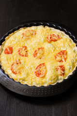 Vegetarian pie with cottage cheese and feta and tomatoes