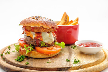 Hamburger witn french fries