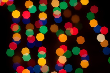 multi-colored Christmas lights bokeh is
