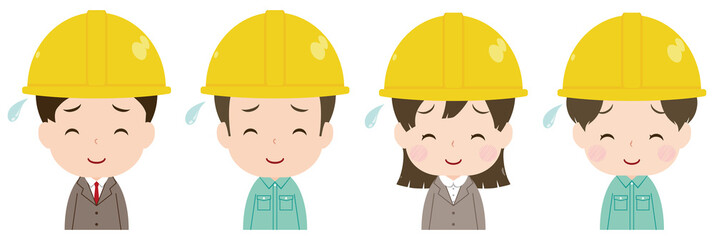 作業員　顔　セット　苦笑い