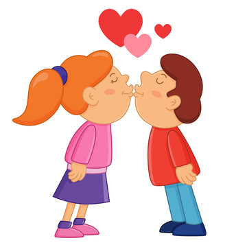 Boy and girl kissing. Valentine's Day