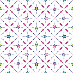 Fototapeta premium Seamless retro pattern with stars and geometrical elements backg