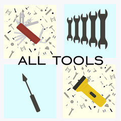 tools kit over color background