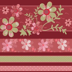 Patchwork retro colors geometrical floral pattern texture backgr