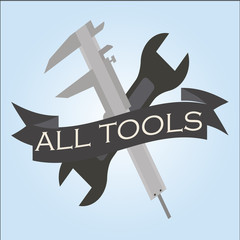 wrenchs over blue color background