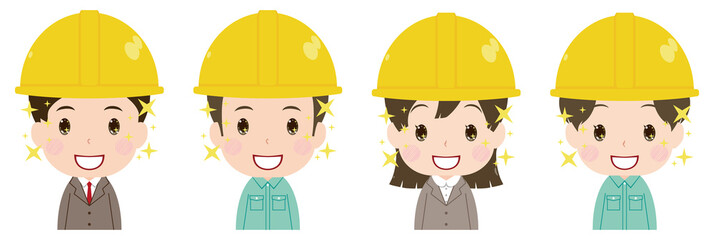 作業員　顔　セット　期待