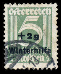 Obraz premium Stamp printed in Austria shows number 5