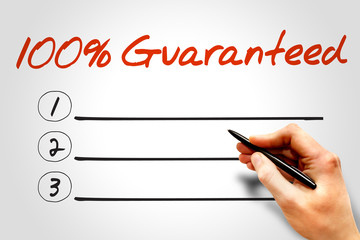 100 Percent Guaranteed blank list, business concept