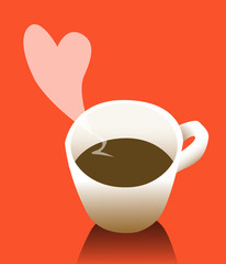 Steamy romantic cup of coffee