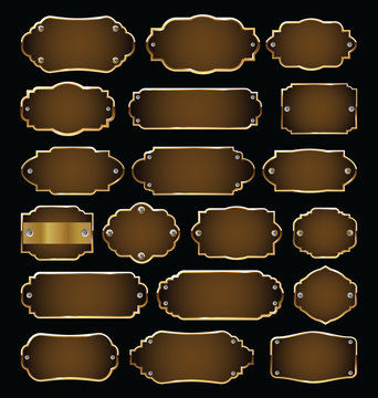 Gold and brown labels