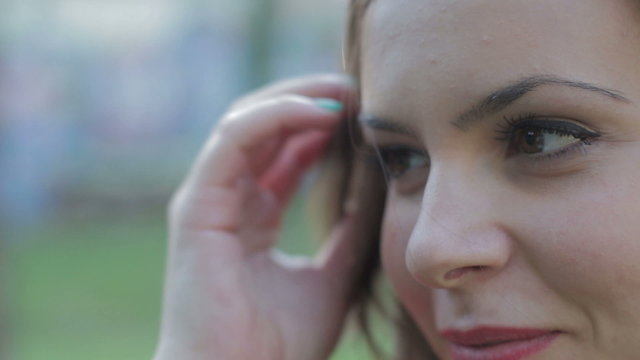 close up of beautiful smiling and  laughing young woman