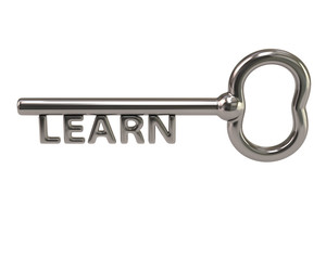 Silver key with word learn
