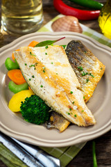 Sea bass fillet with vegetables