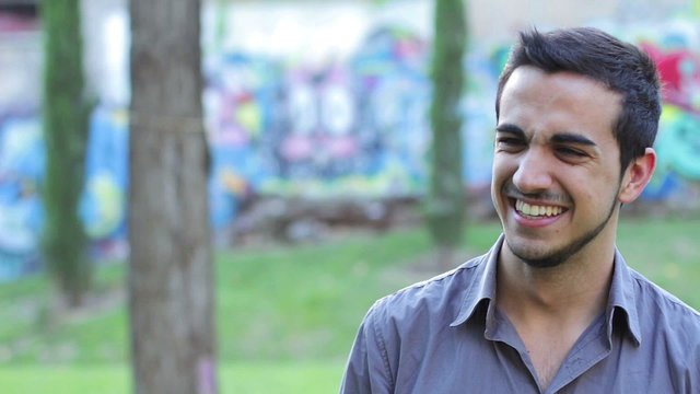 portrait of beautiful man is laughing -smiling - wellness - happyness