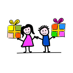 children with packet vector