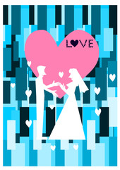 Silhouette, wedding invitation card vector