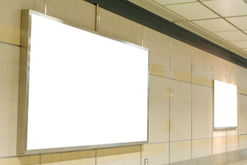 Blank billboard in modern interior hall