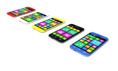 Multicolored smartphones with a variety of software applications