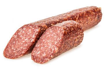 fresh salami isolated on white background