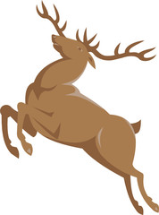 Fototapeta na wymiar Elk Stag Deer Jumping Retro