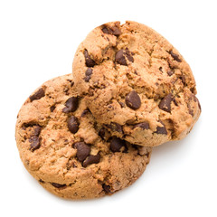 Chocolate cookies isolated on white background cutout