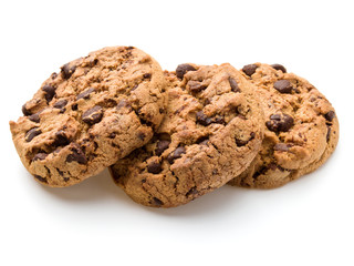 Chocolate cookies isolated on white background cutout