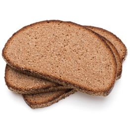Slice of fresh rye bread isolated on white background cutout