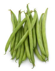 Green beans handful isolated on white background cutout