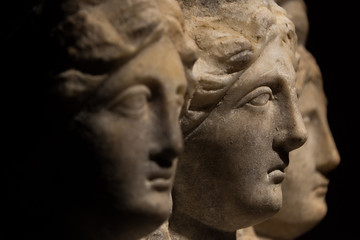 Three headed roman-asian ancient statue of beautiful women, Godd © neurobite