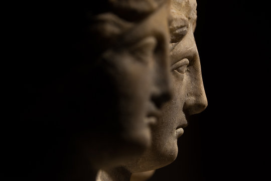 Three headed roman-asian ancient statue of beautiful women, Godd