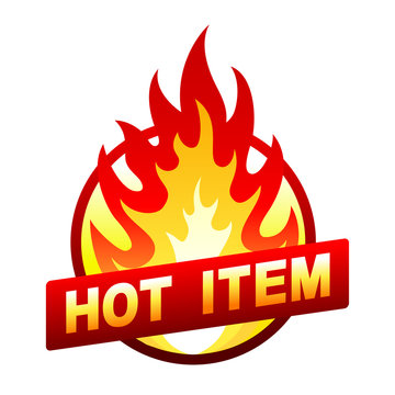Isolated on white item sale sticker, badge with flame
