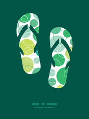 Vector abstract green circles flip flops silhouettes pattern