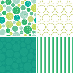 Vector abstract green circles set of four marching repeat