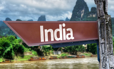 India wooden sign with exotic background