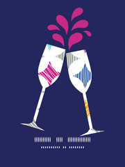 Vector colorful marble textured tiles toasting wine glasses