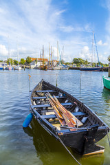 pier with old boats in Harlingen